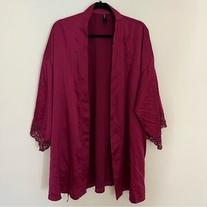 Torrid Curve Burgundy Lace Trim Robe